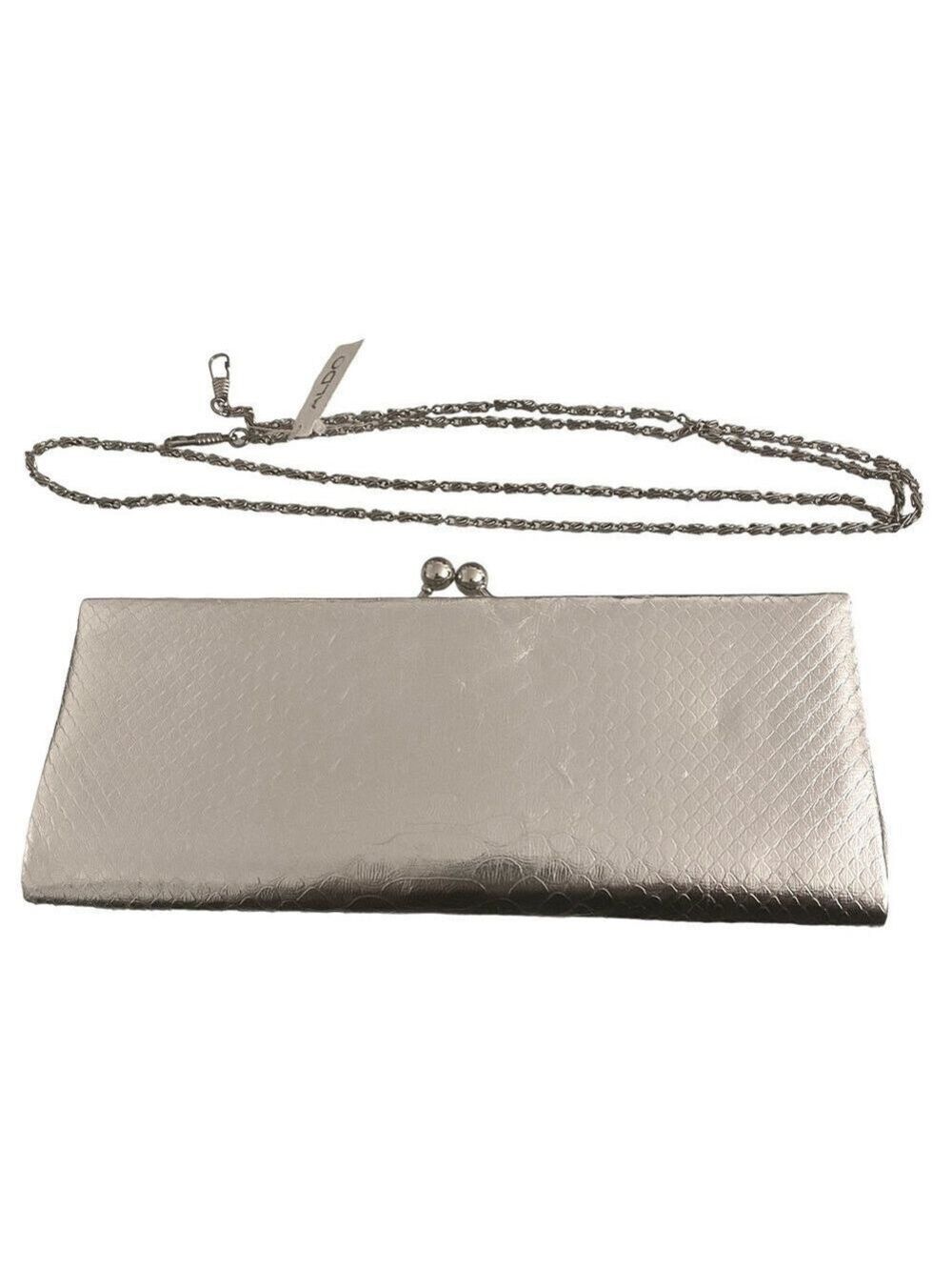 Aldo Silver Snake Print Clutch with Silver Chain Strap